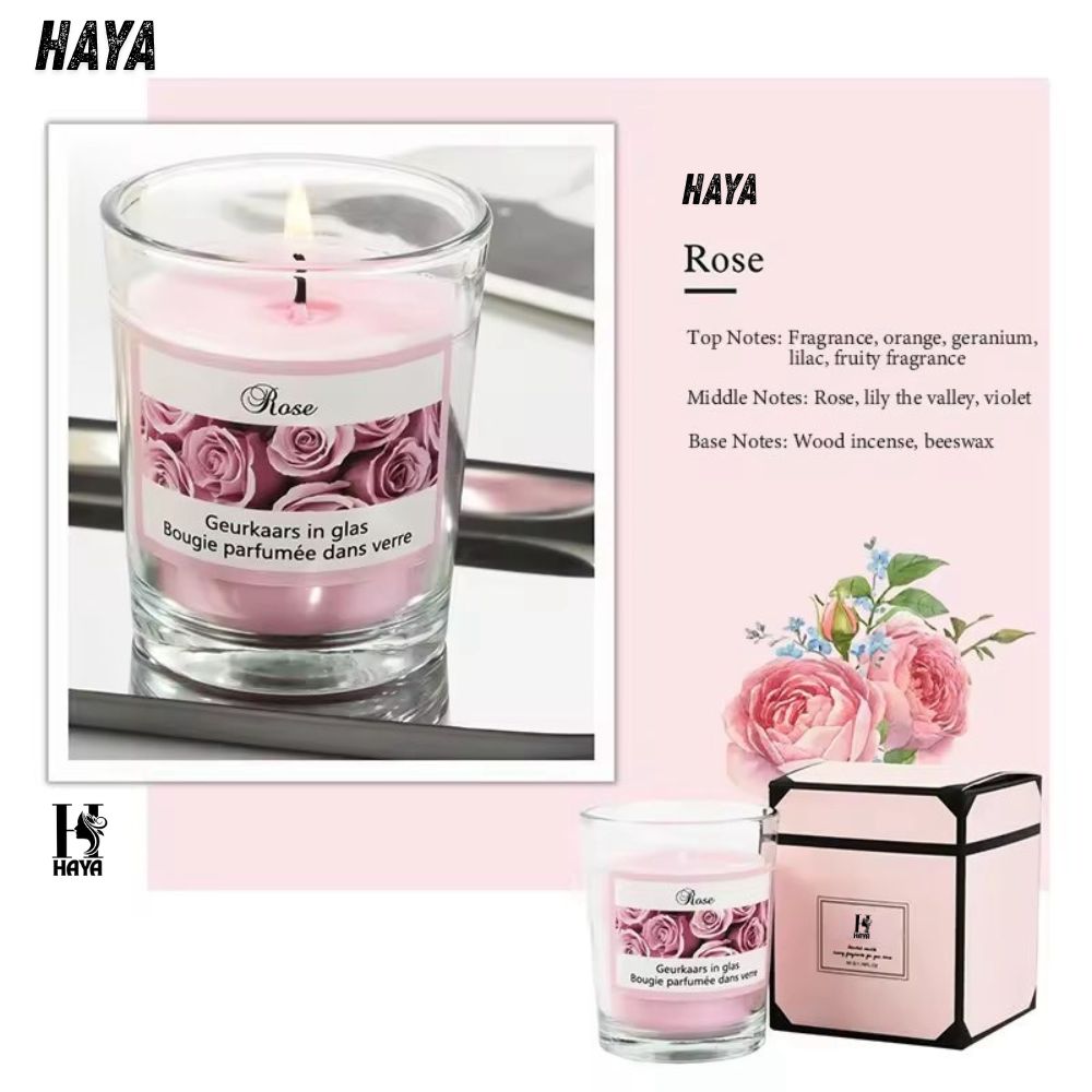 Haya Perfume Scented Candles - Vanilla, Rose - Image 3