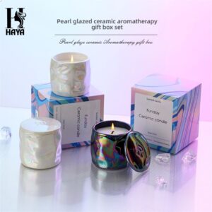 Modern Unique Luxury Empty Pearl Glaze Ceramic Candle Vessels Custom Design Home Candle Jar